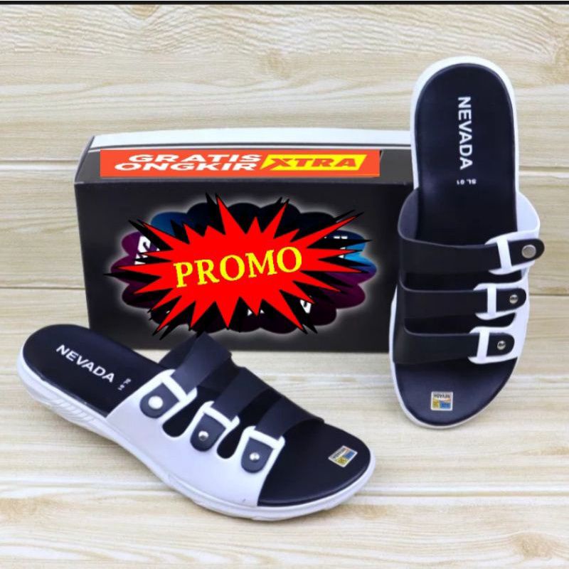 beli 1 gratis 1 sandal flat wanita/sendal selop wanita ringan/sandal cewek Nevada viral