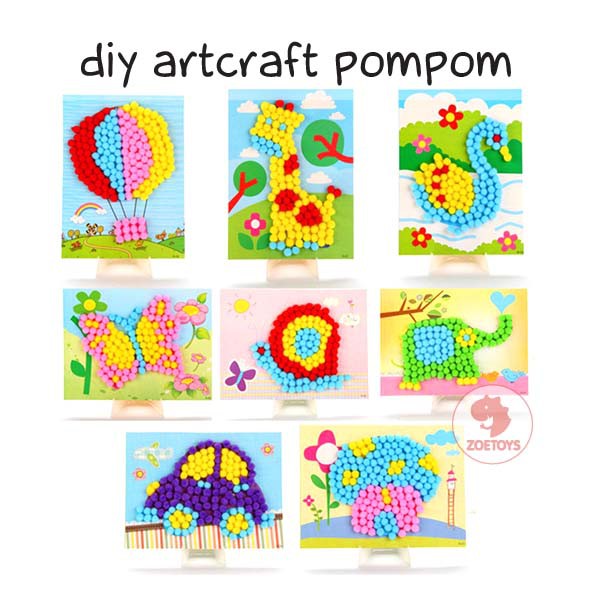 Zoetoys Diy Artcraft Pompom | Menempel Art n Craft Mainan Edukasi Anak