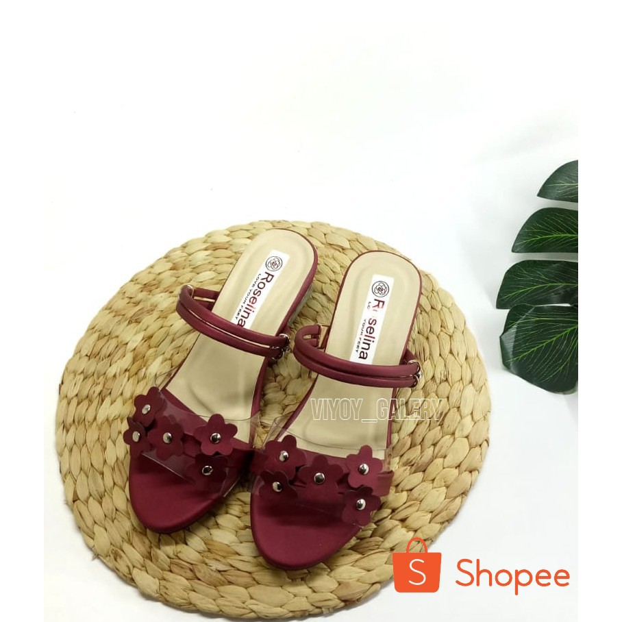 Sandal Heels Kaca Anak Sampai Dewasa Heels Hak Kaca Mika Bunga