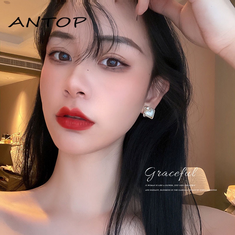 Anting Tusuk Gantung Bahan Alloy Desain Hatimutiara Gaya Koreasimple Untuk Wanita