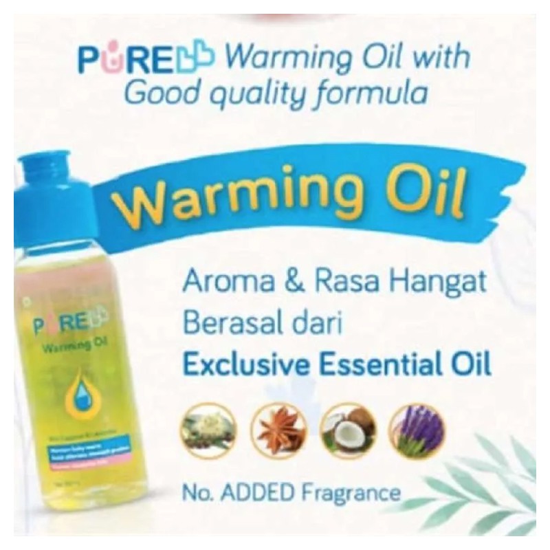 Pure BB Baby Warming Oil with Cajuputi dan Lavender 60ml Pure Baby Minyak Telon Bayi