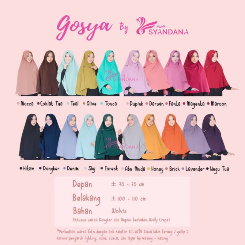 Hijab Syandana Gosya (L) Warna Baru Dan Lama Khimar Bergo Kerudung Jilbab Instan-2