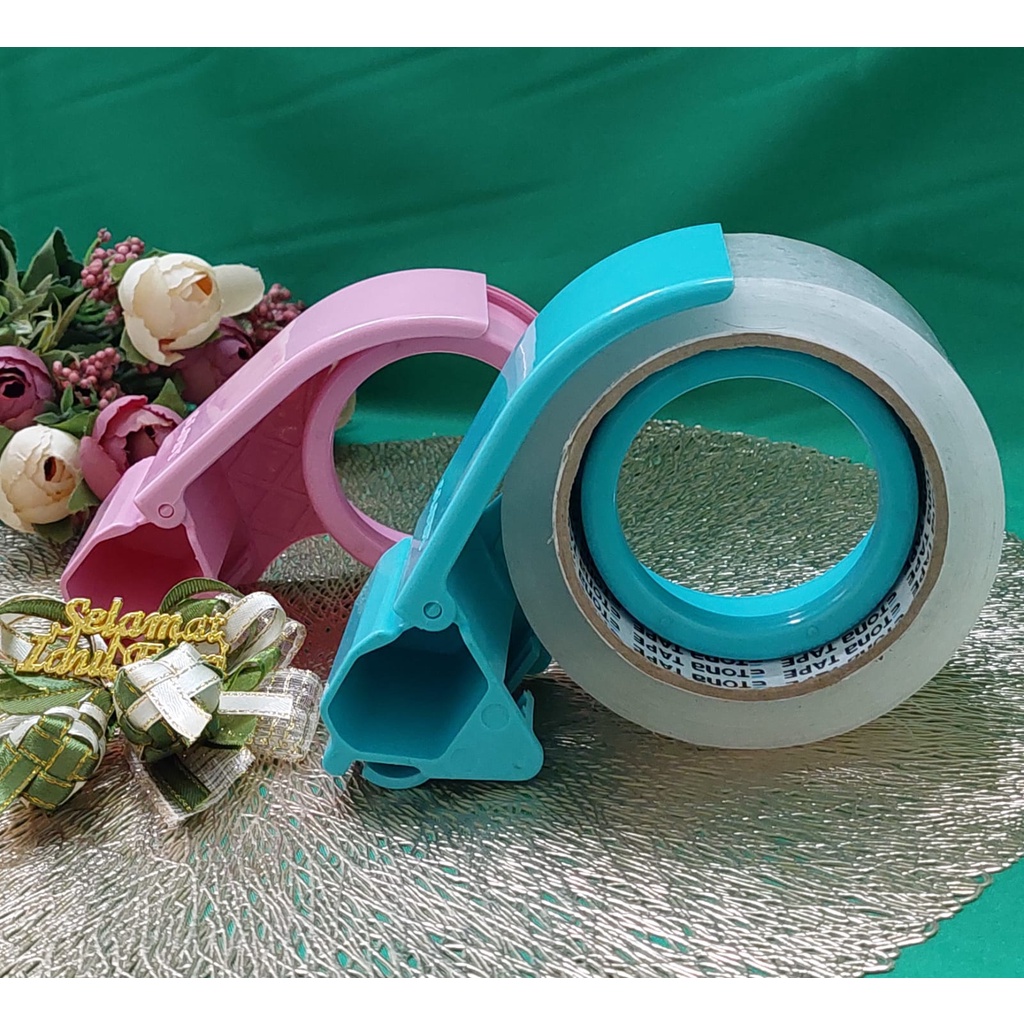 

Tape Dispenser/Rumah lakban 2 inch HIJAU TOSCA, Pemotong lakban GLORY TD01 up to 3