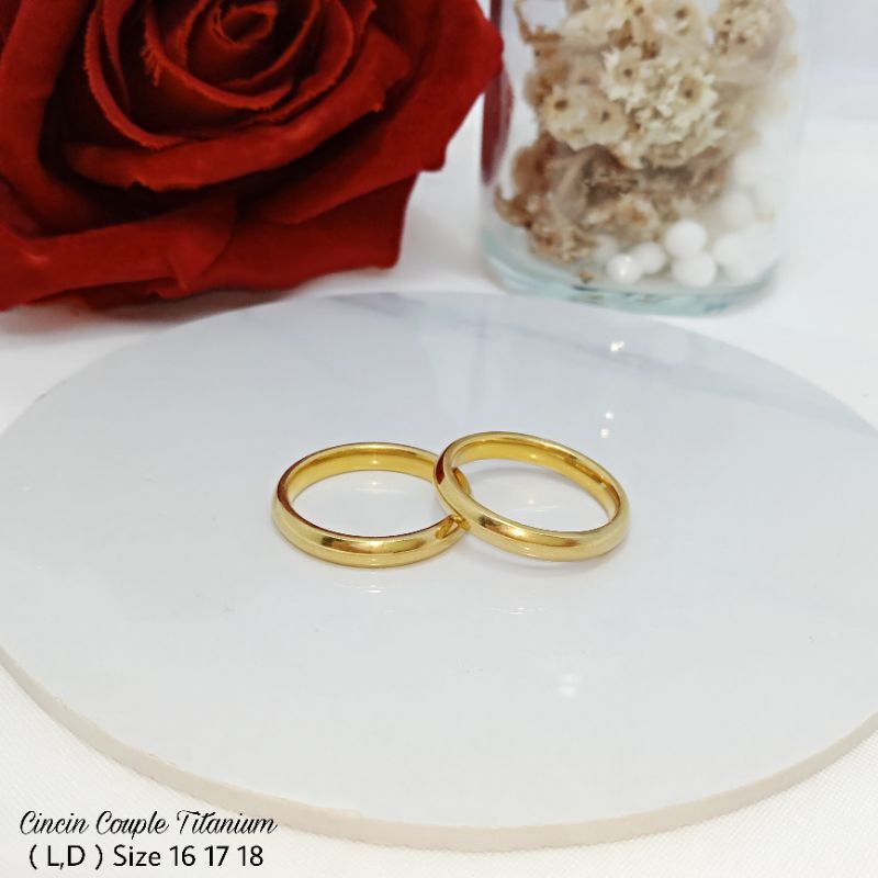 Cincin Couple Korea Style Tipis lapis emas harga Satuan L,U