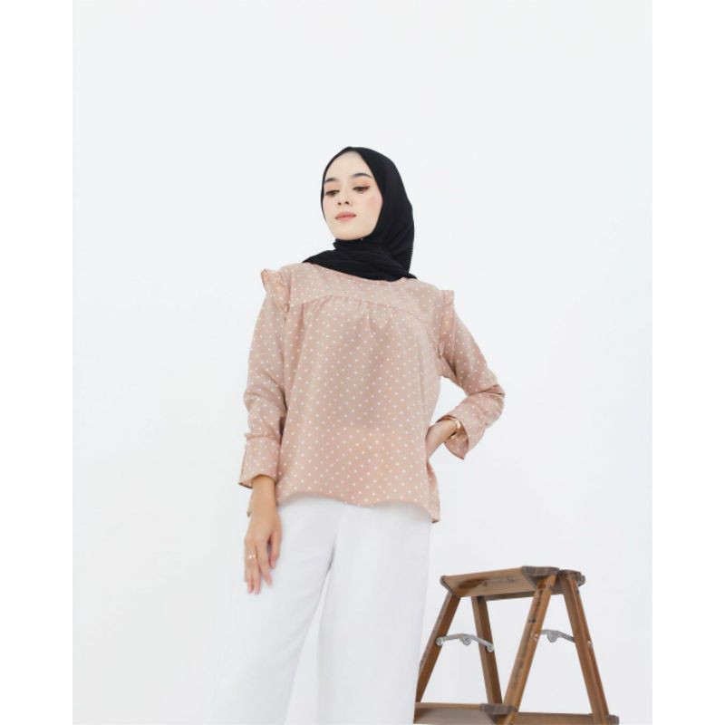 Amarita Blouse - Blus Rempel Motif Polkadot Wolfis Premium