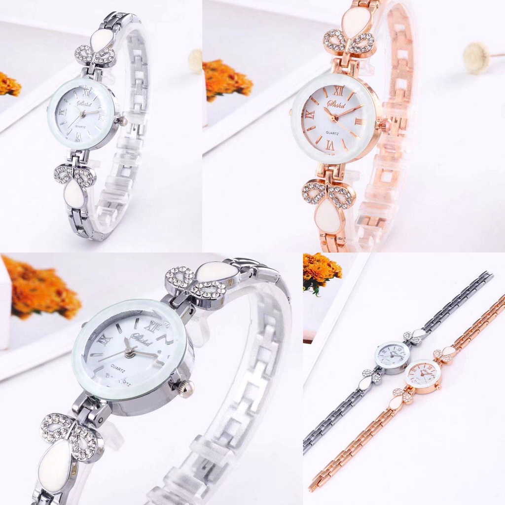 Jam Tangan ANASTASYA Quartz Analog Model Gelang Aksen Berlian Imitasi Mewah Untuk Wanita