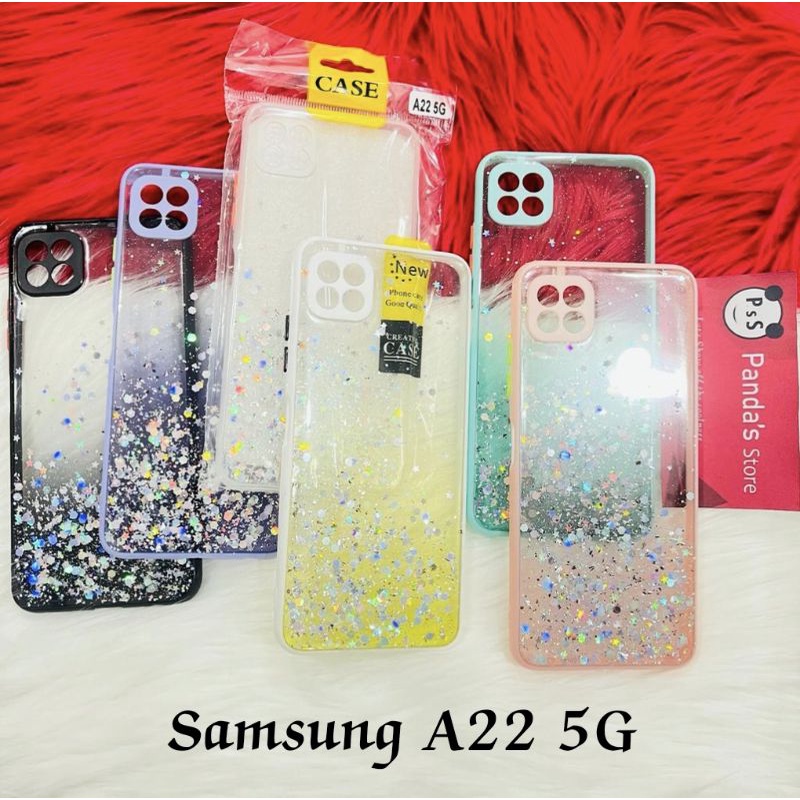 Glitter Case Samsung A22 5G Funny Color Dengan Pelindung Kamera (PsS)