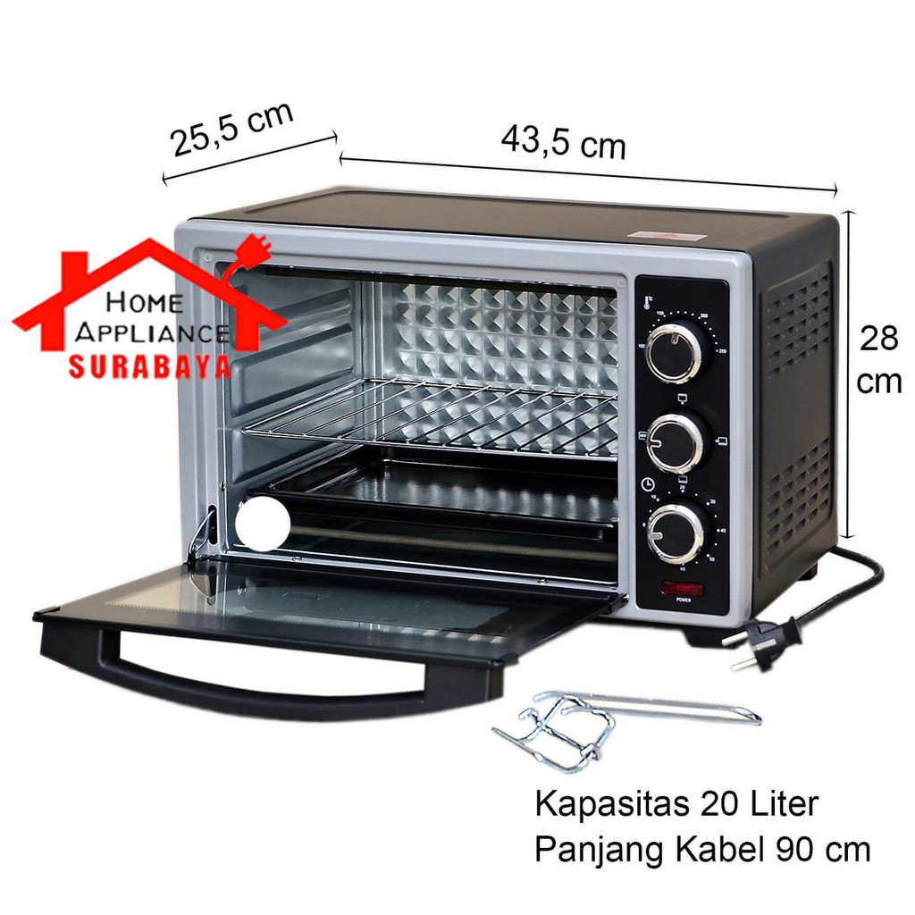 Electric Oven Listrik Arashi Low Watt Kapasitas 20 Liter M20A