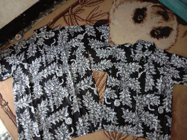 Couple Batik Keluarga Arsyilla Klok Lawasan Ayah Ibu Anak Cowok 3-12 Warna Abu Hitam Putih  Family