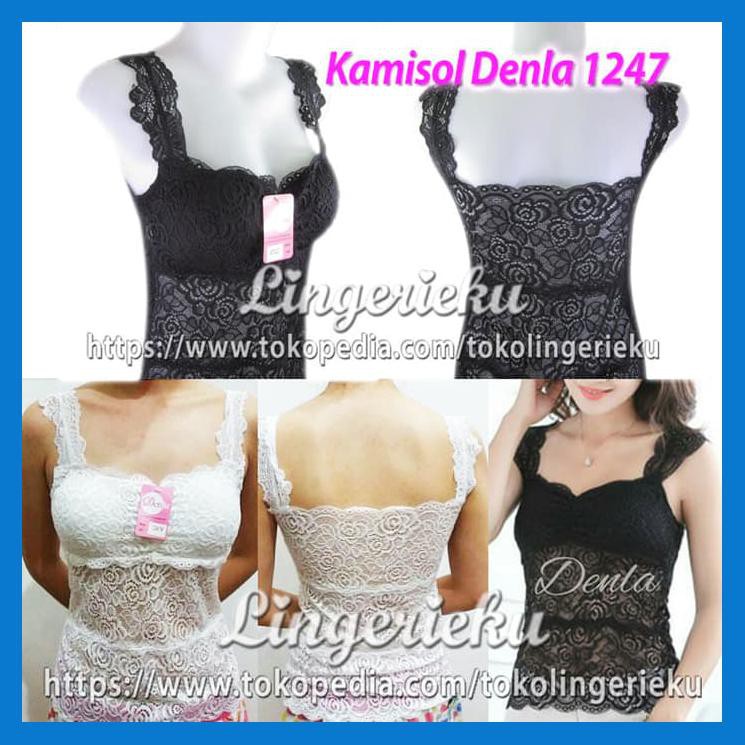 KAMISOL KEMBEN TANKTOP BRUKAT PANJANG BUSA TIPIS DENLA TALLY 1247 XL
