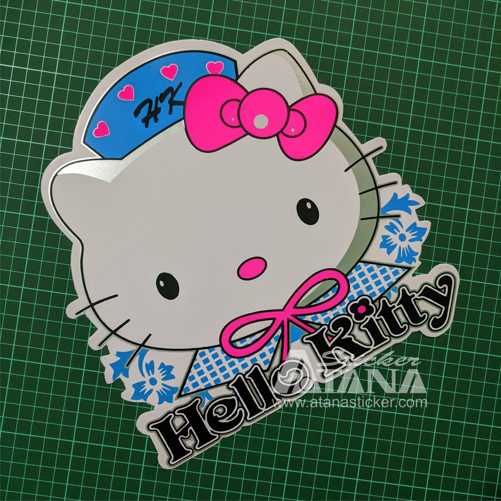 Stiker Printing Sablon Jumbo Vinyl Hello Kitty Kartun Anime Imut Cantik Motor Mobil Dinding Kaca