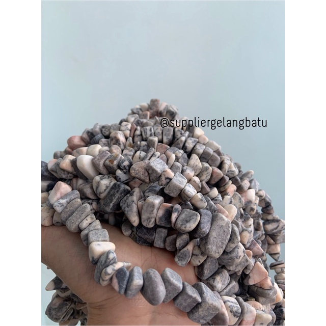 KERIKIL BESAR Batu alam SOFT WHITE JASPER 2cm bahan gelang kalung akik