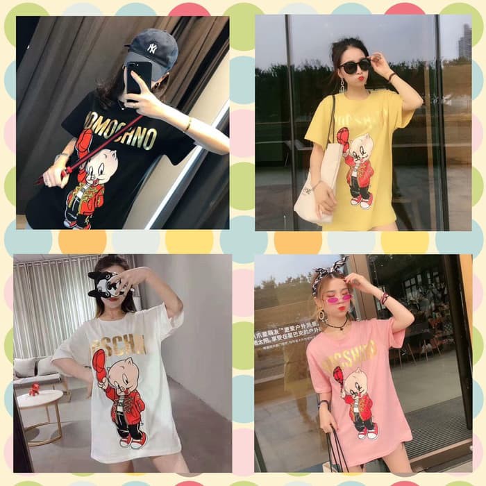 Kaos Import/Kaos Import Wanita/Tshirt Moschino/Moschino Pig - Putih