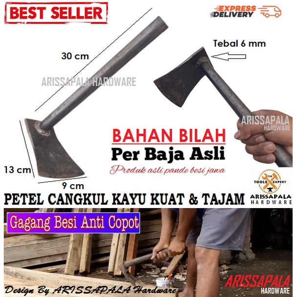 Petel Rimbas Cangkul Kayu Pethel Kapak Perimbas Bahan Baja Per Gagang Pipa Besi