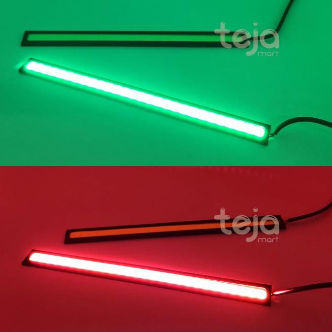 SEPASANG LAMPU DRL PLASMA LED COB 17CM MERAH/HIJAUDEPAN MOTOR MOBIL - Merah