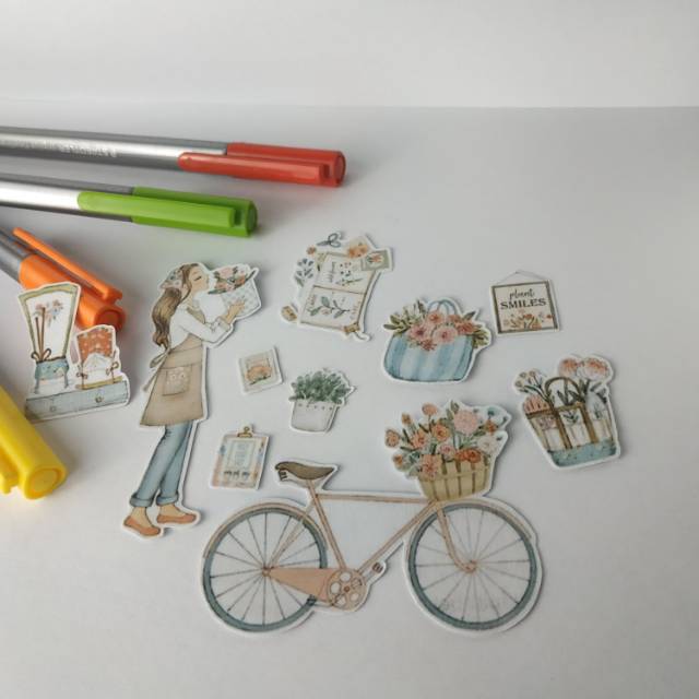 

Flower Girl Bicycle Set Diary Sticker 10pcs/set Planner Diary Scrapbook DIY Deco Stiker