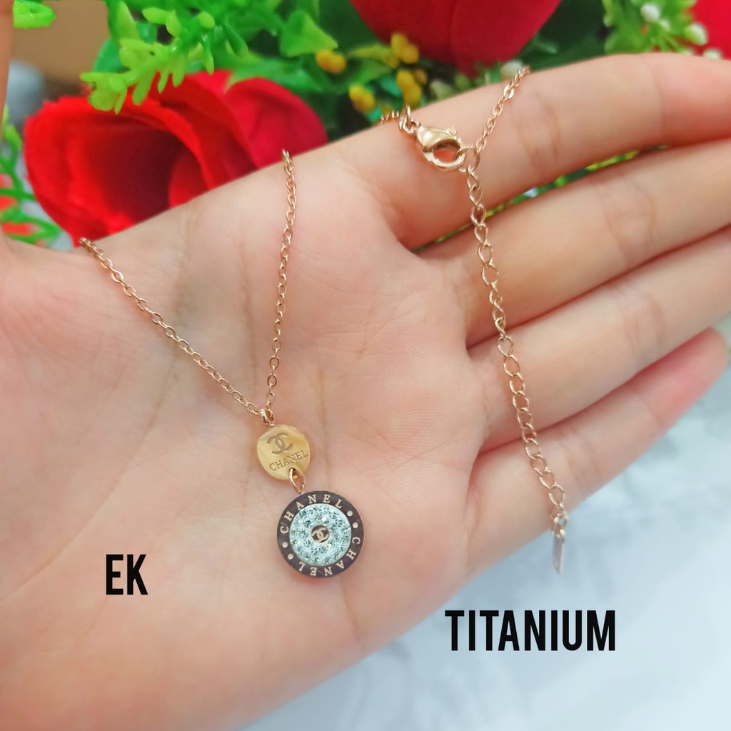 COD Kalung Wanita TITANIUM permata zircon motif brand, TIDAK LUNTUR, TIDAK BERKARAT