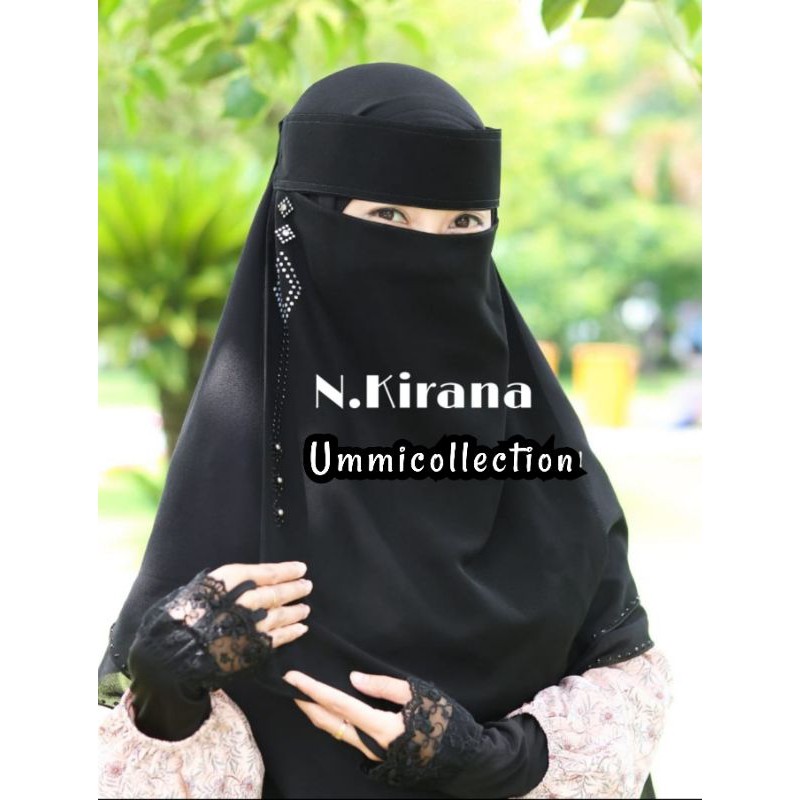 Niqab Kirana | Niqob Temboro Ped keras Jetblack