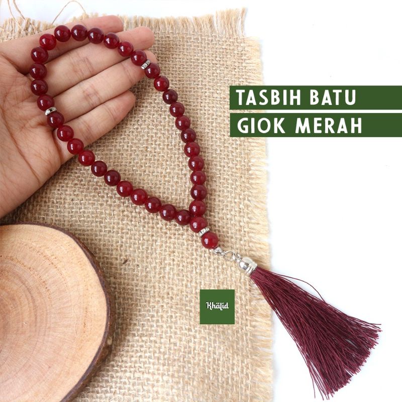 TASBIH BATU GIOK MERAH 33 BUTIR 8 MM