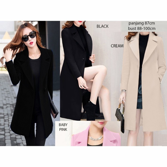 JAKET WANITA plain long coat IMPORT KOREA KEKINIAN CROP TERBARU JUMBO TERLARIS OVERSIZE PARASUT X4R9