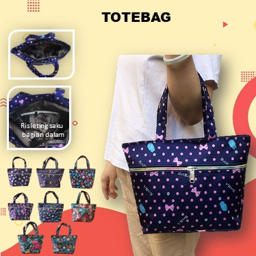 Totebag Wanita Resleting Tas Belanja Tote Bag Top Handle Bahan Oxford