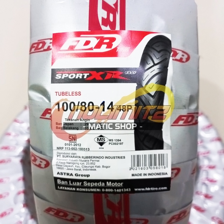 Ban Motor FDR Sport XR Evo 100/80 - 14 Tubeless Beat Vario Scoopy Mio