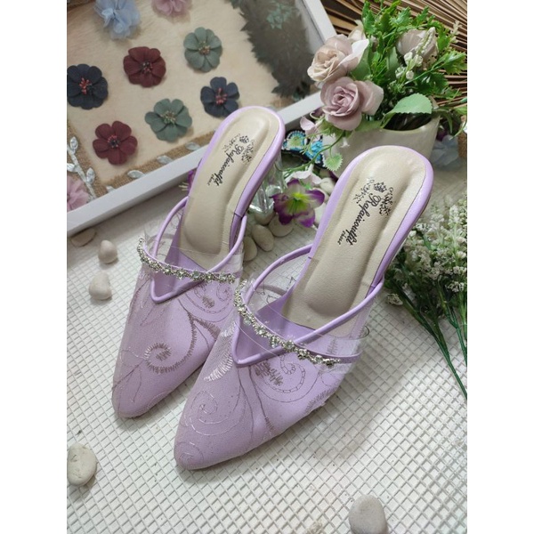 sepatu rafaizoutfit model azwa wrna Lilac lavender tinggi 7cm kaca