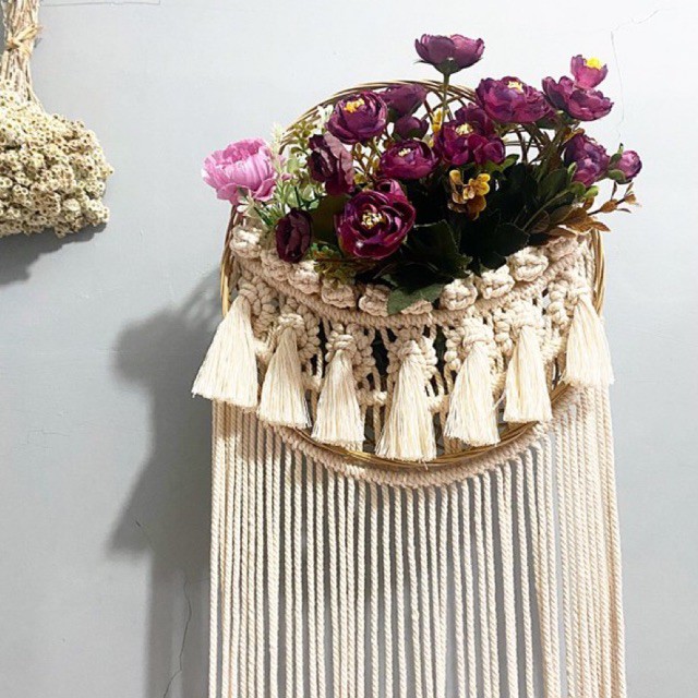 keranjang vas lidi macrame