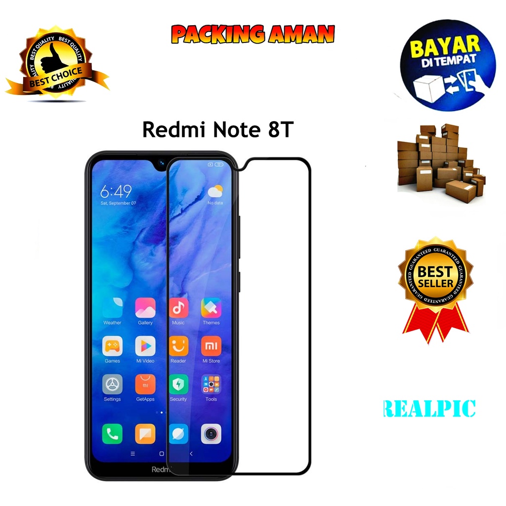 Tempered Glass Xiaomi Redmi Note 8T Full Cover / Full Screen Protector Anti Gores