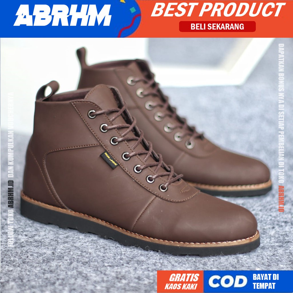 ABRHM x BARA Sepatu Boots Casual Pria kulit Sintetis Kasual Kerja boot Cowok Original