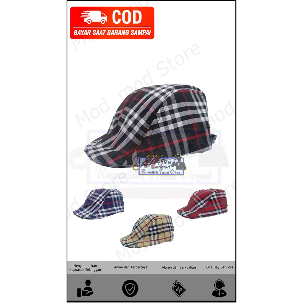TOPI KODOK PRIA / TOPI COPET PRIA / TOPI KODOK KOTAK / FLATCAP - DRILL - Mod_mod Store