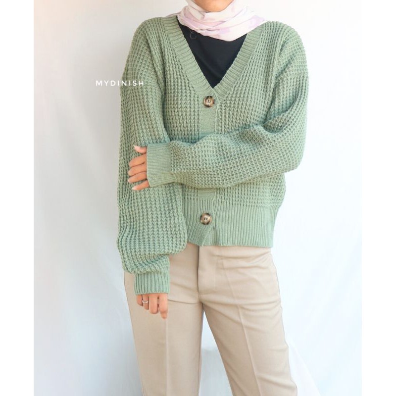 Milona Crop Cardy - Cardigan Rajut Wanita Premium Tebal