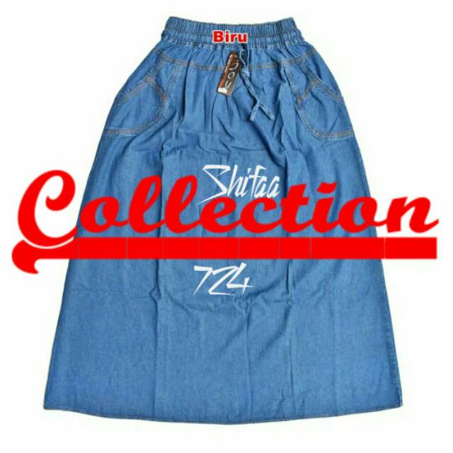 Rok Jeans/ Rok Wanita Panjang / Rok Polos Model A (BB ± 40-65 kg / All Size Dewasa)