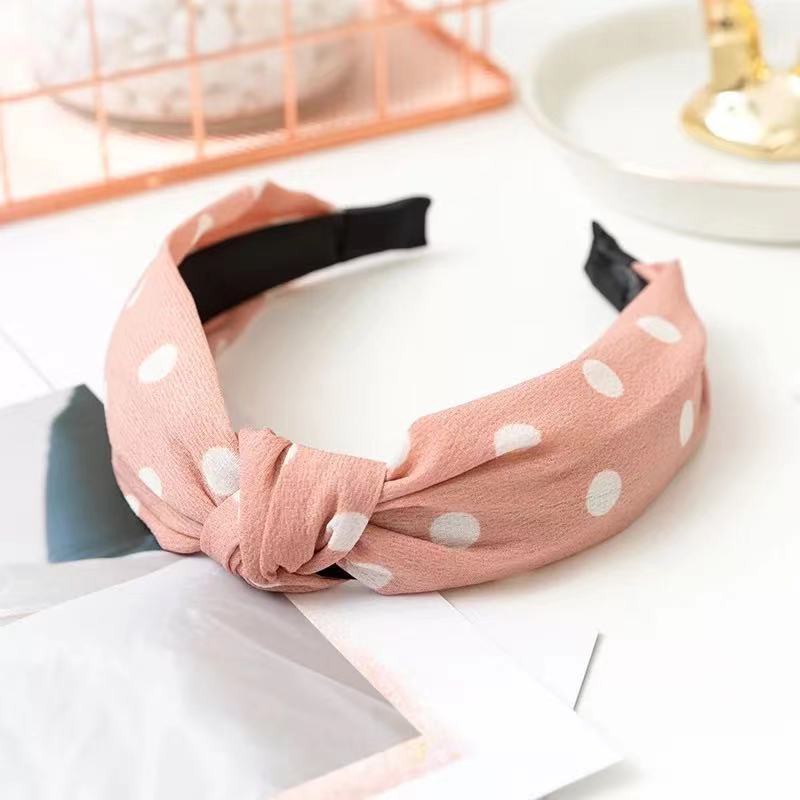 Bandana Motif Bando Simpul Aksesoris Rambut Wanita Bando Ala Korean Style Import-AR-62 #7 PlkdotPink
