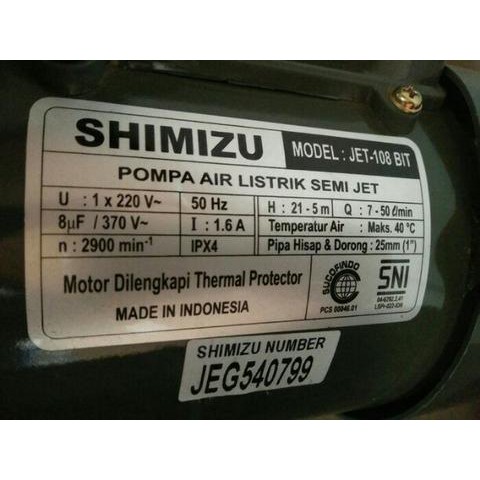 [BISA GOSEND] SHIMIZU Pompa Air Semi Jet Pump 108 BIT / Water Pump Semi JET Shimitsu Semi JET-108