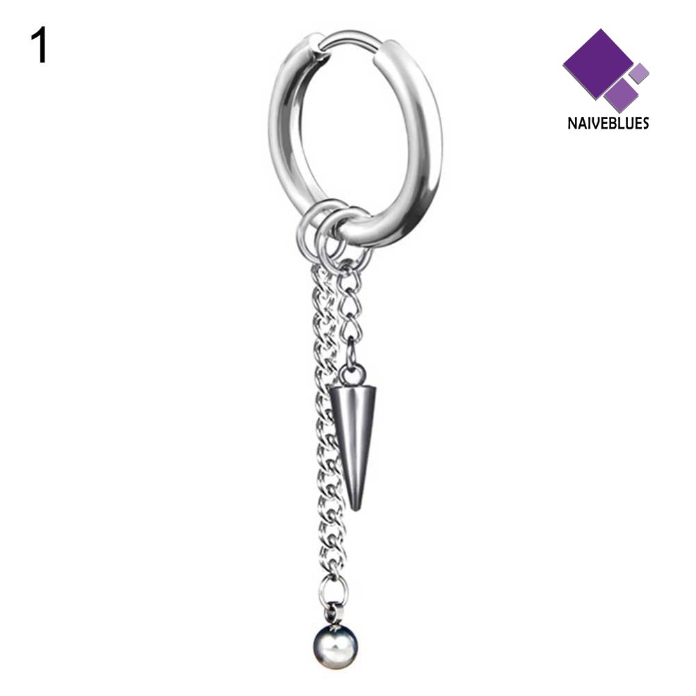 Naiveblue &gt; 1Pc Anting Hoop Rantai Panjang Untuk Pria