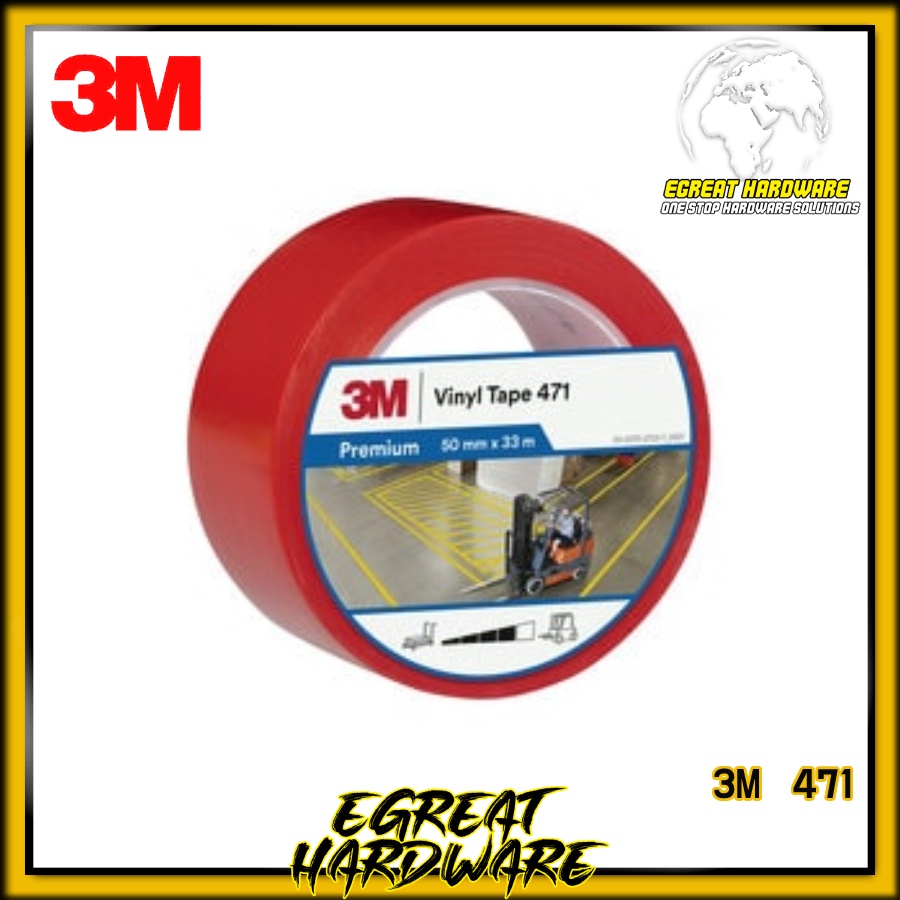 

Lakban 3M 471 Red Vinyl Lane Marking Tape 50mm x 33m