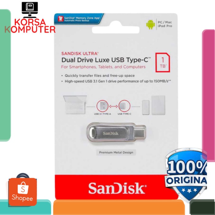 Flashdisk SanDisk 64 gb USB Type C 3.1 Ultra Dual Drive Luxe USB - SDDDC4 Flashdisk Type C Sandisk O