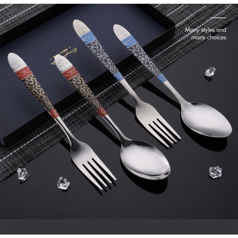 SENDOK MAKAN STAINLESS LUSINAN/SENDOK MAKAN BATIK/SENDOK BATIK 12 PCS FREE BUBBLE FBL