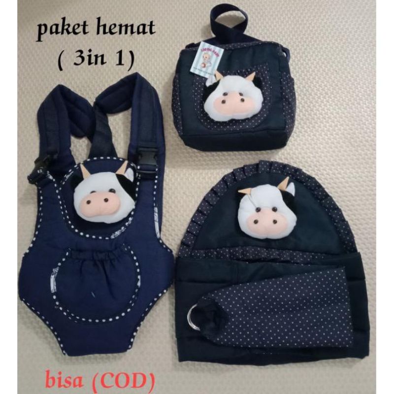 gendongan bayi samping ring sling satu set paket hemat 3in1