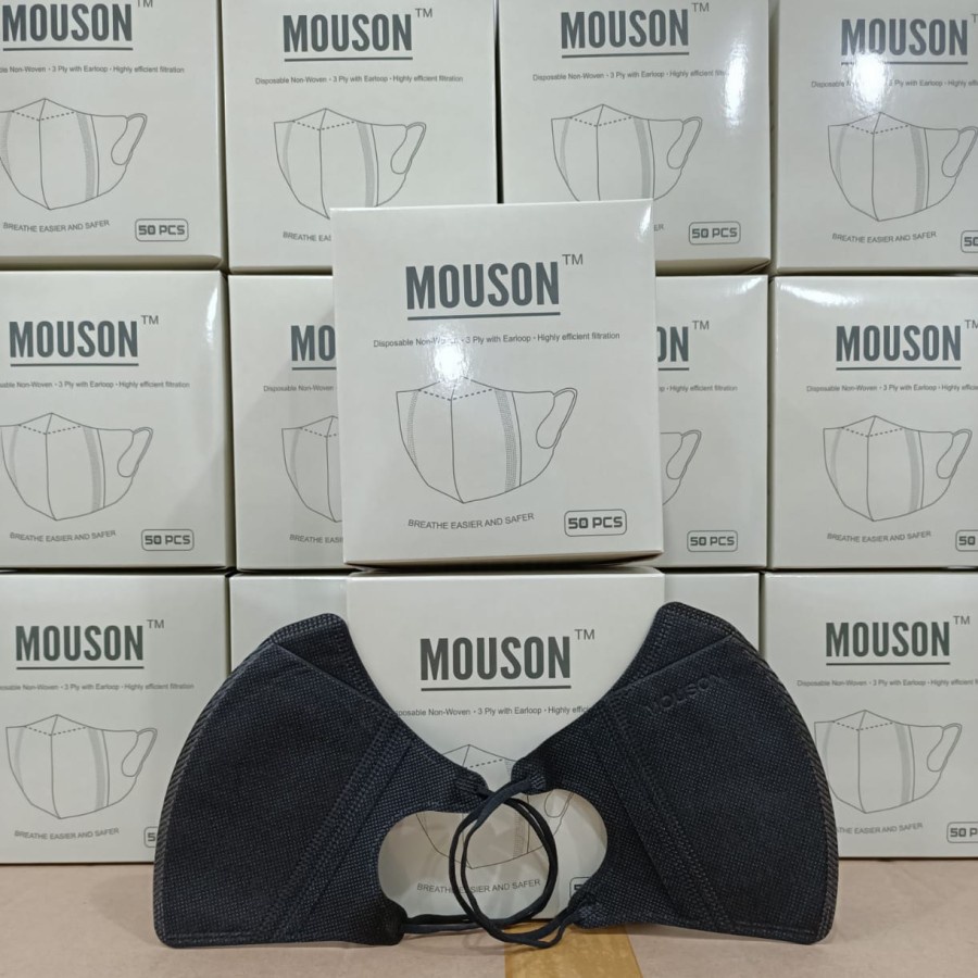 Masker Duckbill Mouson 4ply EMBOSS Earloop Disposable Facemask 50pcs