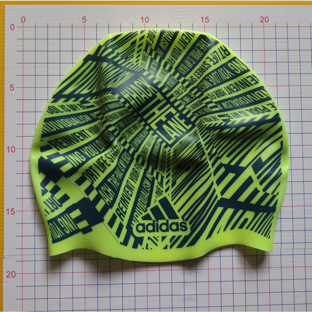 Swimming Cap Topi Renang ADIDAS ORIGINAL-Green Motif Text