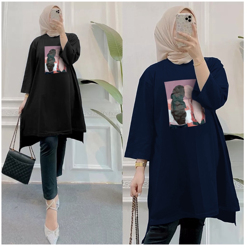 GR TUNIK OVERSIZE BASIC KAOS JUMBO GAMBAR PRINT DTF LEMBUT (BUKAN SABLON) TUNIK BABYTERRY SR575