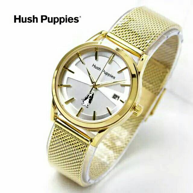 Terima Cod)Jam Tangan Wanita Hush Puppis Strap Rantai Pasir Rantai Pasir Tanggal Aktif