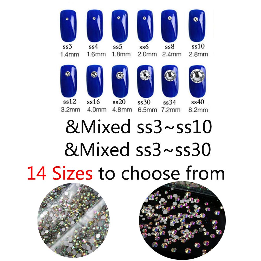 Suyou Manik-Manik Kristal Berlian Imitasi Ab Flatback 3d Dekorasi Nail Art / Manicure Diy