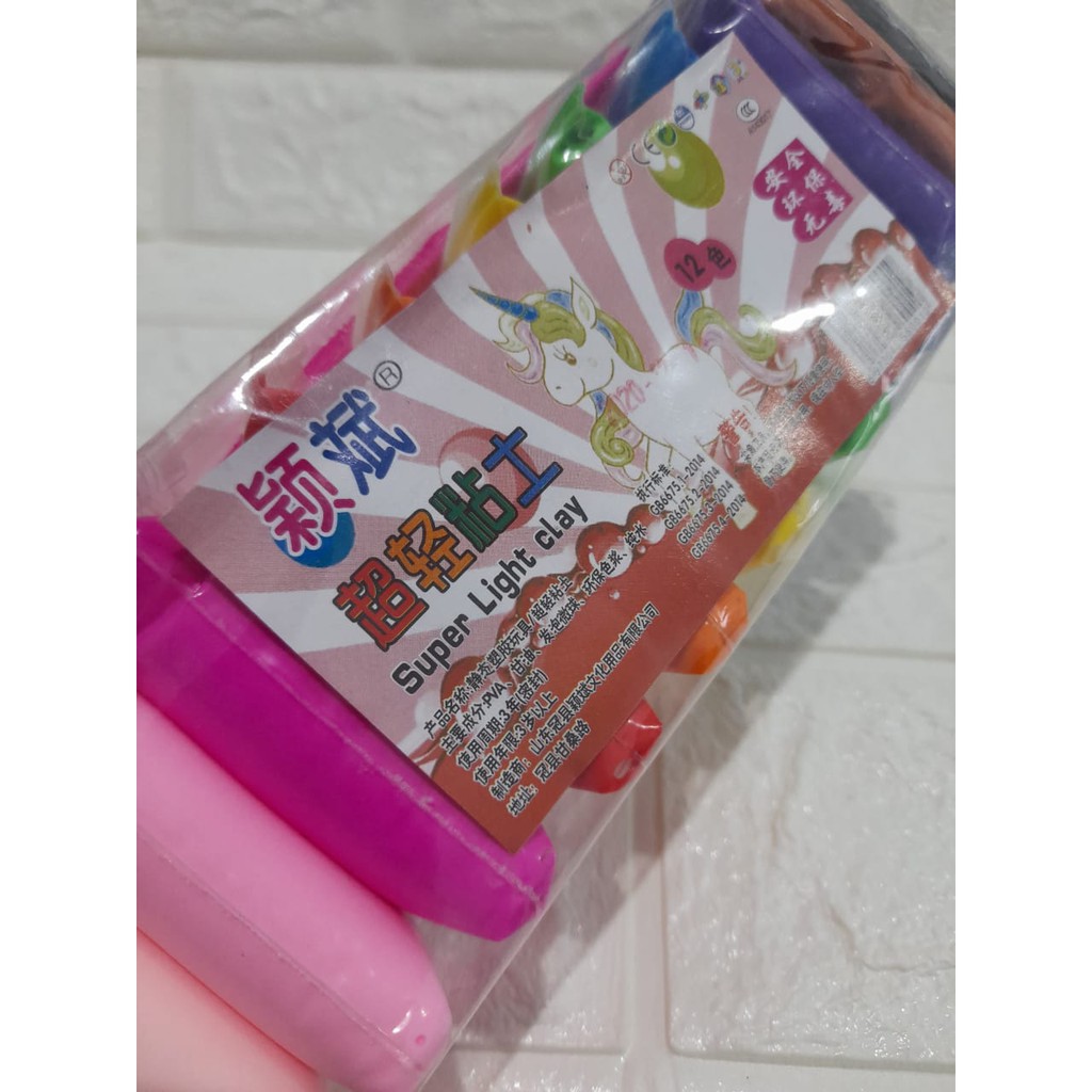 Super Light Clay Mainan Anak Clay Plastisin / Lilin Mainan 12 Warna