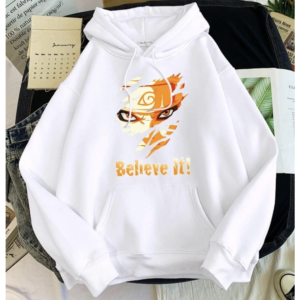 BELIEV IT! NARUTO Anime Jumper Hoodie II Sweater Hoodie Anime II Sweter Oblong Topi Sz M - XL ( Pria &amp; Wanita / Anak &amp; Dewasa )