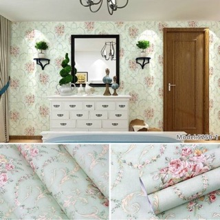 Wallpaper Sticker Bunga  Hijau  Tosca  Shopee Indonesia