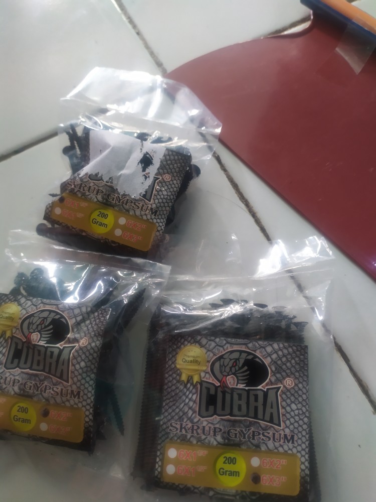 Skrup Gypsum / Drywall cobra #6x2 (5cm) Kemasan 200 Gram /bungkus