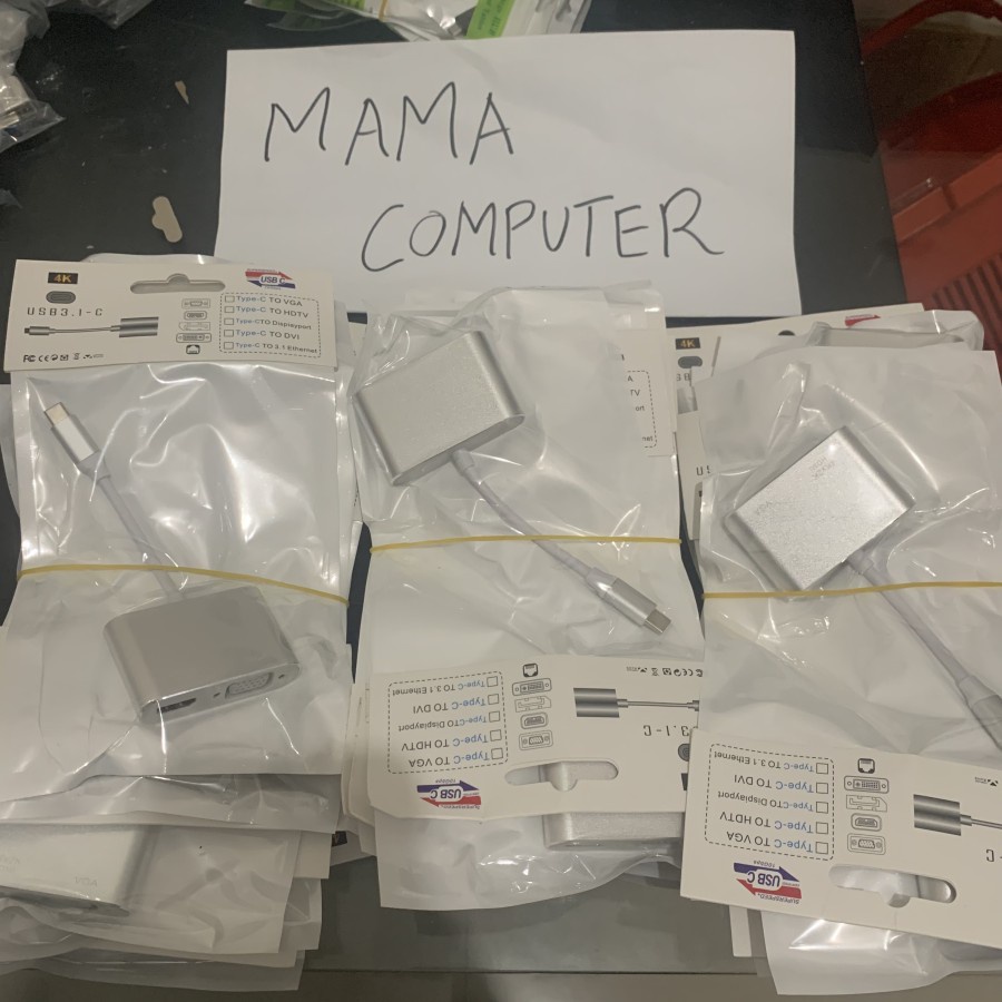 Converter Type-C Male To HDMI Female + VGA Female